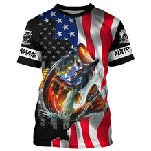 Load image into Gallery viewer, American Flag Bass Fishing Custom long sleeve Fishing Shirts for men, Bass Fishing jerseys TTV63