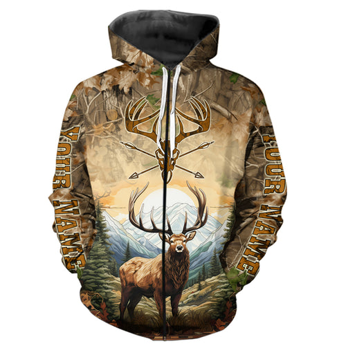 Personalized Deer Hunting 3D All Over Printed Shirts Custom Deer And Mountain Camo Shirt For Hunters YYD0054