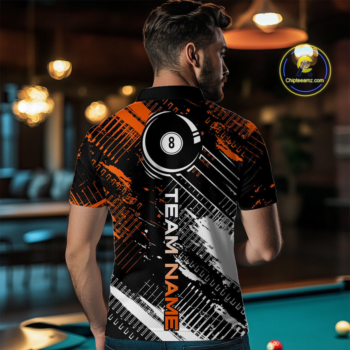 Personalized Name Billiard Skull Flame Polo Shirts For Men  Custom Team Name Billiard Shirt Design YYD0015