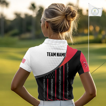 American Flag Golf Polo Shirts For Womens Custom Name, Patriotic Golf Gifts YYD0020