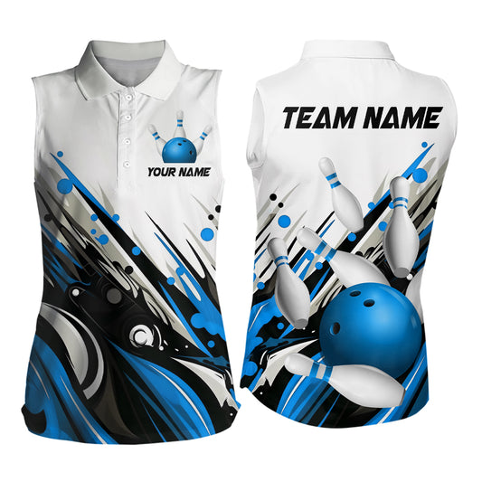 Bowling Sleeveless Shirt for Womens Custom Name Bowling Ball Energy Art Team Jersey Shirt YYD0066