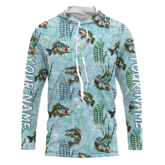 Largemouth Bass Fishing Algae Pattern Customize Shirts For Men And Women Personalized Fishing Gift YYD0025