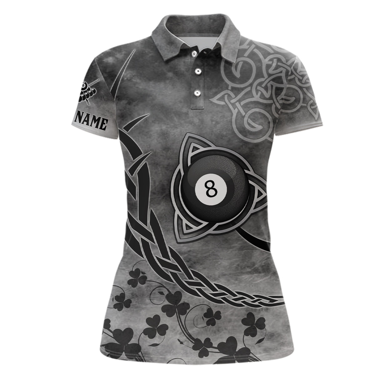 Billiard Celtic Irish Shamrock Polo Shirts For Women Custom Name Billiard Shirt Design YYD0027