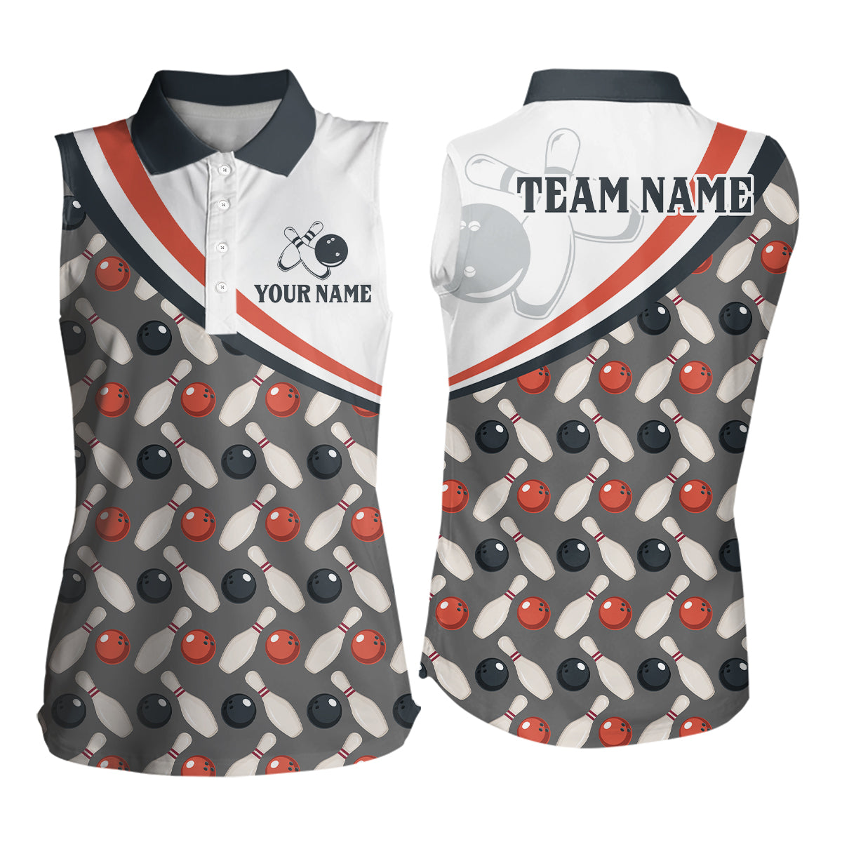 Personalized Bowling Sleeveless Shirt for Womens Custom Bowling Pattern Style Team Jersey Shirt YYD0029