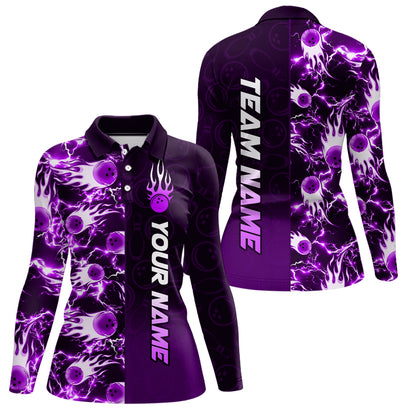 Bowling Shirt For Womens Custom Name Bowling Flame Lightning Team Jersey Shirt YYD0030