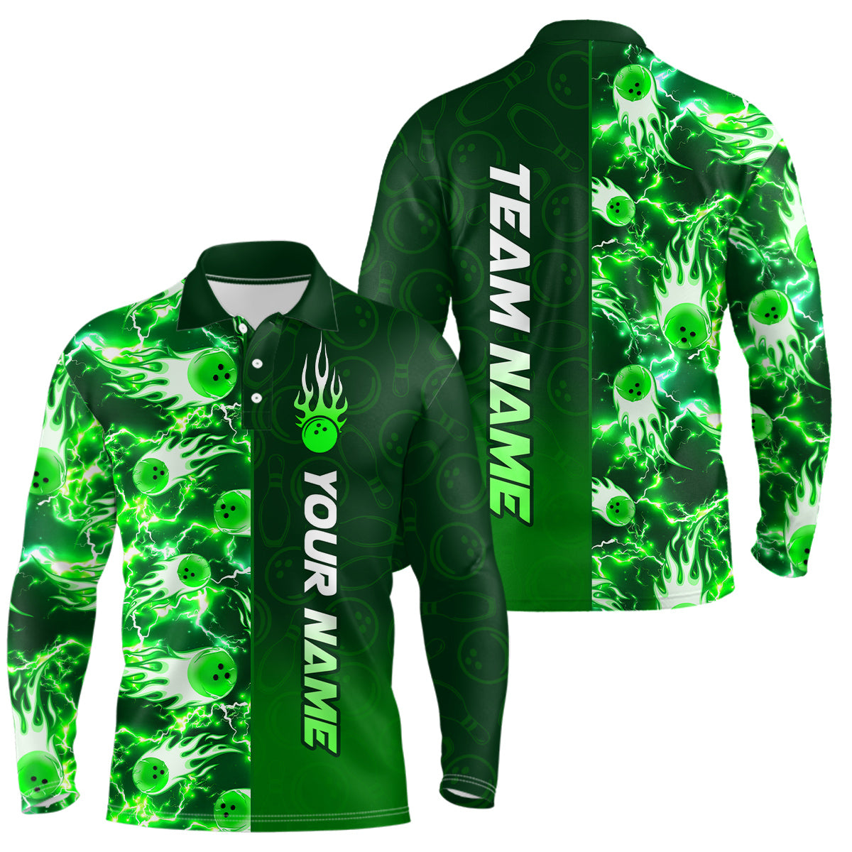 Bowling Shirt For Mens Custom Name Bowling Flame Lightning Team Jersey Shirt YYD0030