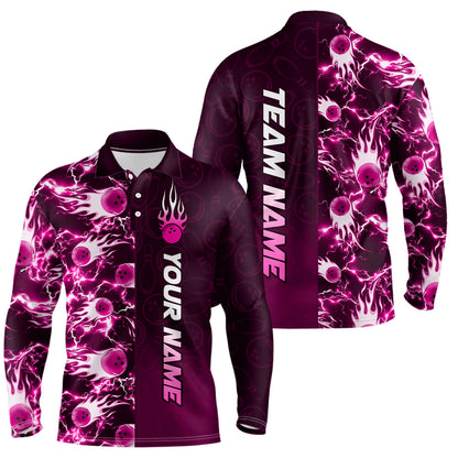 Bowling Shirt For Mens Custom Name Bowling Flame Lightning Team Jersey Shirt YYD0030