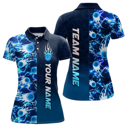 Bowling Shirt For Womens Custom Name Bowling Flame Lightning Team Jersey Shirt YYD0030