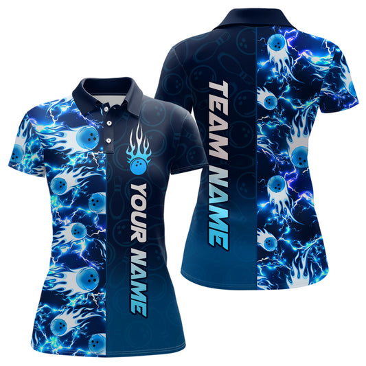 Bowling Shirt For Womens Custom Name Bowling Flame Lightning Team Jersey Shirt YYD0030