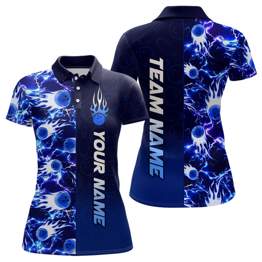 Bowling Shirt For Womens Custom Name Bowling Flame Lightning Team Jersey Shirt YYD0030