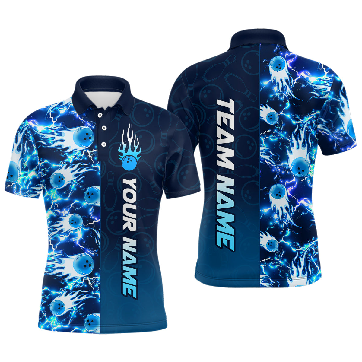 Bowling Shirt For Mens Custom Name Bowling Flame Lightning Team Jersey Shirt YYD0030
