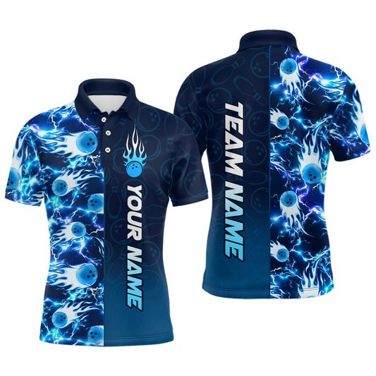 Bowling Shirt For Mens Custom Name Bowling Flame Lightning Team Jersey Shirt YYD0030