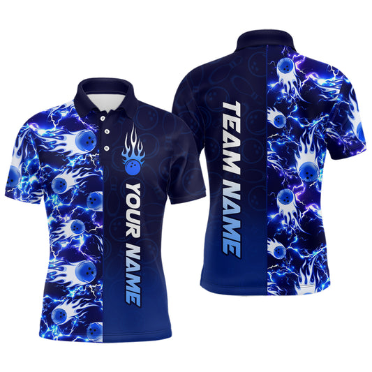Bowling Shirt For Mens Custom Name Bowling Flame Lightning Team Jersey Shirt YYD0030