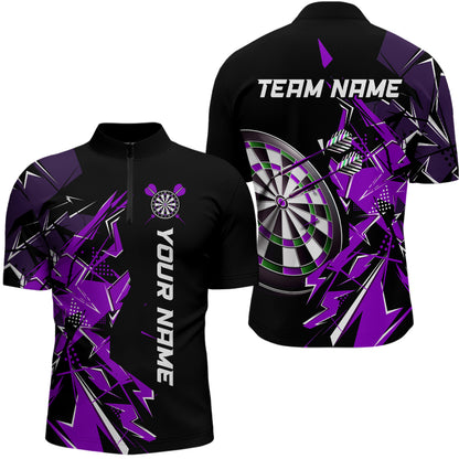 Black White Quarter-Zip Shirt Custom Name Patriotic Darts Shirt For Men Dart Jerseys | Blue - Purple - Red  YYD0067