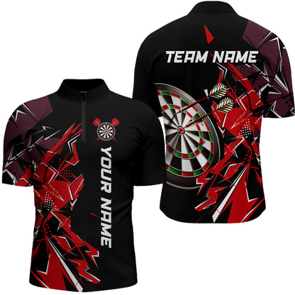 Black White Quarter-Zip Shirt Custom Name Patriotic Darts Shirt For Men Dart Jerseys | Blue - Purple - Red  YYD0067