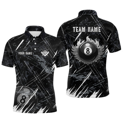 Grunge Ball 8 Billiard Polo Shirts For Men Custom Name Billiard Shirt YYD0071