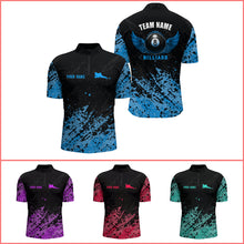 Load image into Gallery viewer, Grunge Texture Ball 8 Billiard Men Quarter-Zip Shirts Custom Name, Billiard Shirt YYD0072