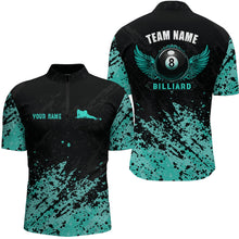Load image into Gallery viewer, Grunge Texture Ball 8 Billiard Men Quarter-Zip Shirts Custom Name, Billiard Shirt YYD0072