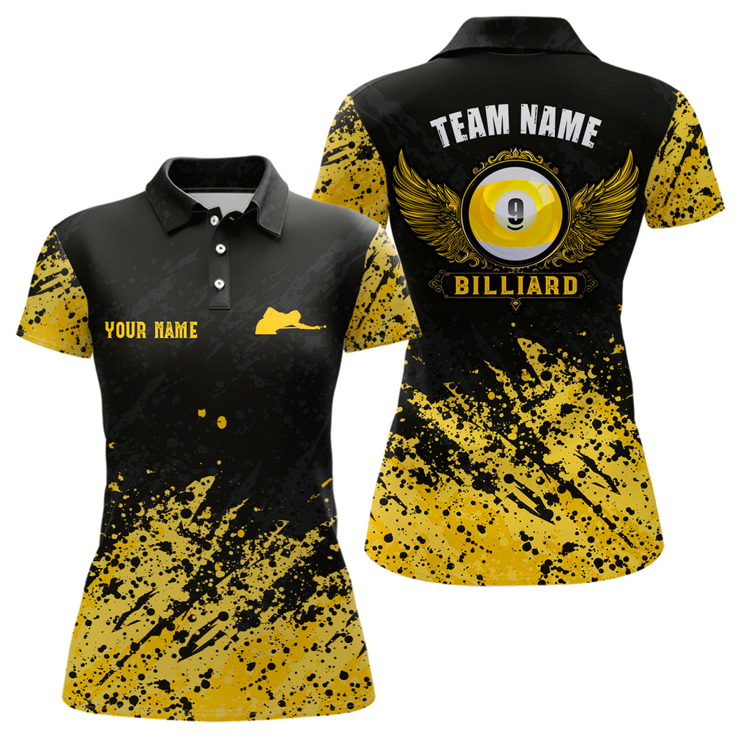 Grunge Texture Ball 9 Billiard Polo Shirts For Women Custom Name, Billiard Shirt Design YYD0073