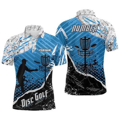 Disc Golf Abstract Grunge Mens Disc Golf Polo Shirt Custom Name And Number Disc Golf Gifts For Men YYD0036
