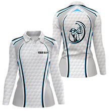 Load image into Gallery viewer, White Golf Ball Texture Golf Polo Shirts For Womens Custom Name, Patriotic Golf Gifts YYD0074