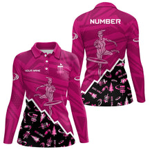 Load image into Gallery viewer, Pattern Color Womens Disc Golf Polo Shirt Custom Name &amp; Number | Pink, Purple, Red YYD0045