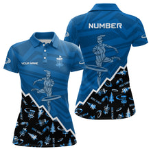 Load image into Gallery viewer, Pattern Color Womens Disc Golf Polo Shirt Custom Name &amp; Number | Blue, Green, Grey YYD0045