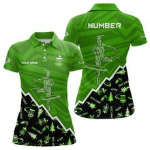 Load image into Gallery viewer, Pattern Color Womens Disc Golf Polo Shirt Custom Name &amp; Number | Blue, Green, Grey YYD0045