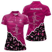 Load image into Gallery viewer, Pattern Color Womens Disc Golf Polo Shirt Custom Name &amp; Number | Pink, Purple, Red YYD0045