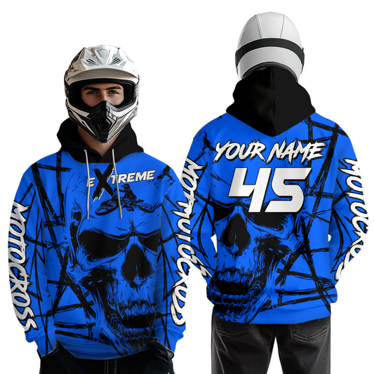 Blue Motocross Hoodie Custom for Men Women Dirt Bike Racing Hoodie Riding Shirt MH159