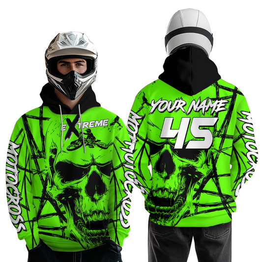 Green Motocross Hoodie Custom for Men Women Dirt Bike Racing Hoodie Riding Shirt MH159