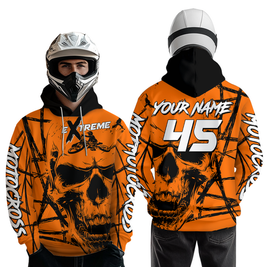 Orange Motocross Hoodie Custom for Men Women Dirt Bike Racing Hoodie Riding Shirt MH159