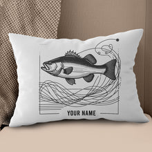 Load image into Gallery viewer, Bass fishing nets bass fish line drawing pillow gift for fisherman A63