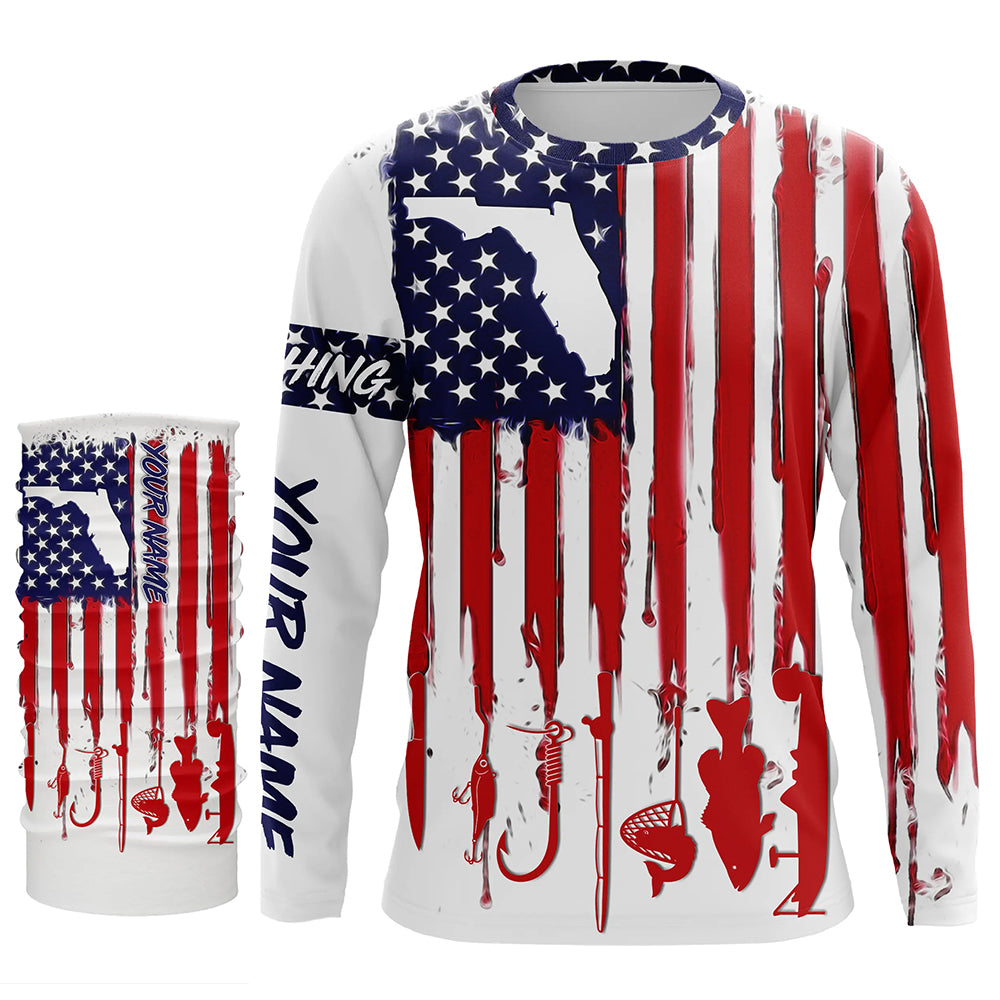 Florida America flag UV protection performance fishing shirts A33