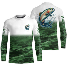 Load image into Gallery viewer, Rainbow Trout Fishing Custom Long Sleeve Tournament Fishing Shirts, Trout Fly Fishing Shirt | Blue IPHW6352