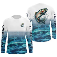 Load image into Gallery viewer, Rainbow Trout Fishing Custom Long Sleeve Tournament Fishing Shirts, Trout Fly Fishing Shirt | Blue IPHW6351