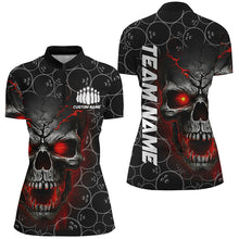 Load image into Gallery viewer, Custom Red Skull Bowling Polo Shirts For Women, Bowling Pattern Bowling Team Jerseys IPHW5234