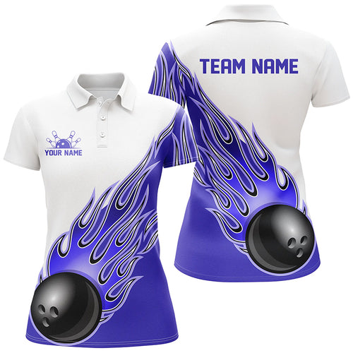 Personalized Flame Bowling Shirts For Women, Bowling Ball Custom Bowling Team Shirt IPHW5000