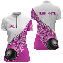 Load image into Gallery viewer, Personalized Flame Bowling Shirts For Women, Bowling Ball Custom Bowling Team Shirt IPHW5001