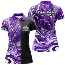 Load image into Gallery viewer, Custom Purple Bowling Polo / Quarter-Zip Shirts For Team, Ladies Bowling Jerseys IPHW6174