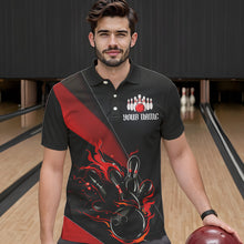 Load image into Gallery viewer, Black And Red Custom Name Bowling Tournament Jerseys For Men And Women, Bowling Team Shirts IPHW6185