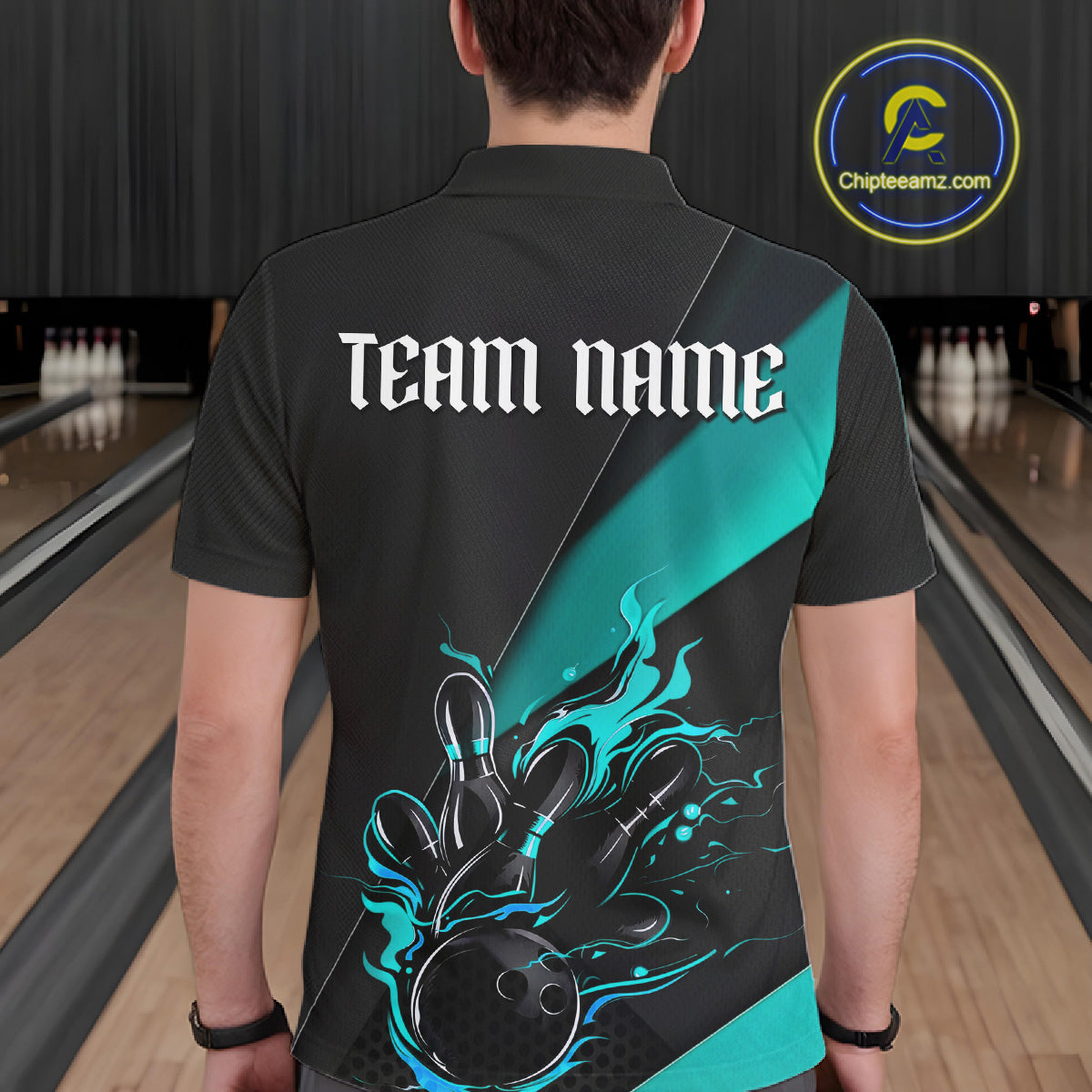 Black And Blue Custom Name Bowling Tournament Jerseys For Men And Women, Bowling Team Shirts IPHW6186