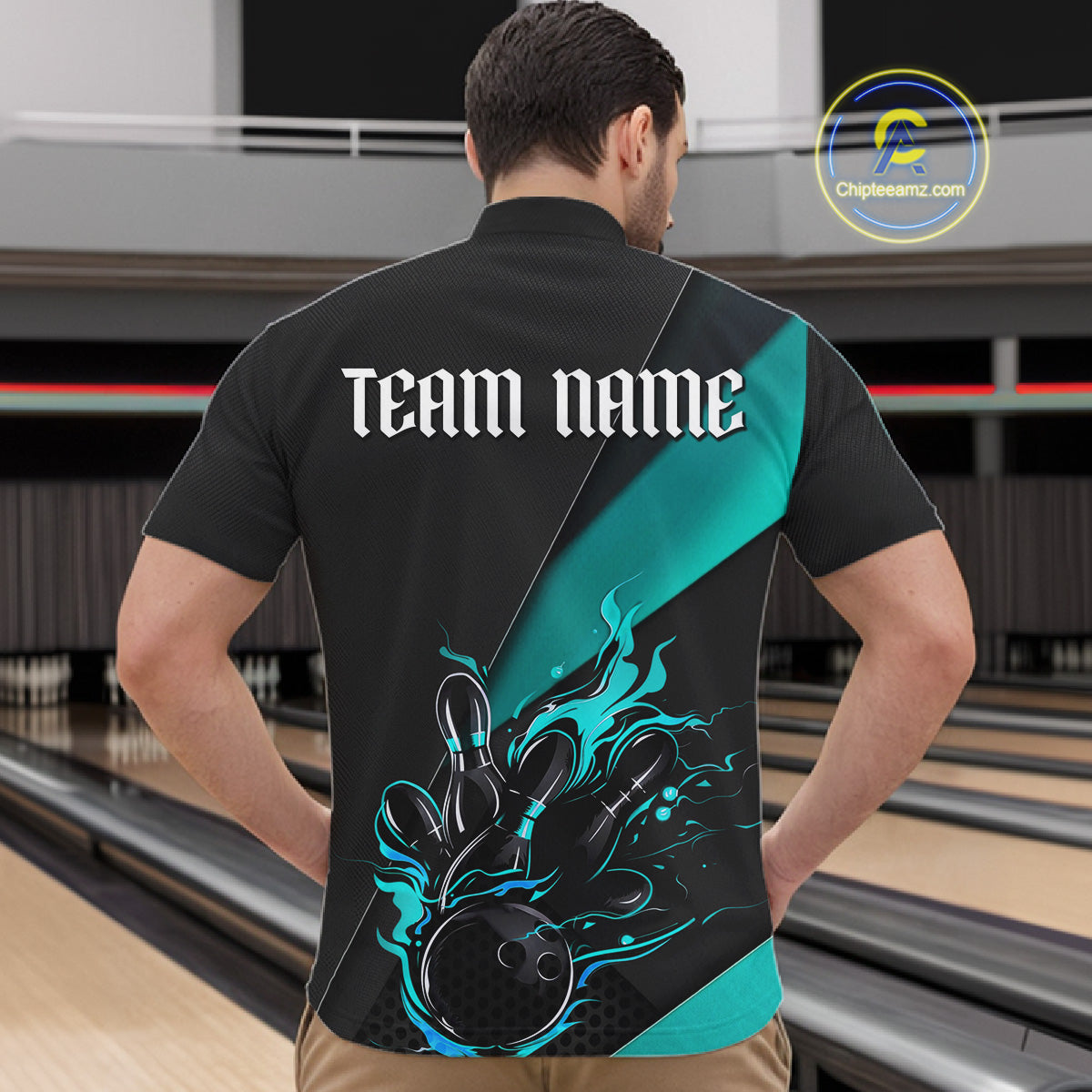 Black And Blue Custom Name Bowling Tournament Jerseys For Men And Women, Bowling Team Shirts IPHW6186