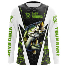 Load image into Gallery viewer, Personalized Bass Fishing jerseys, Bass Fishing Long Sleeve Fishing tournament shirts | green camo IPHW3515