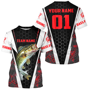 Personalized Bass Fishing Sport Jerseys, Bass Fishing Long Sleeve Tournament Shirts | Red Camo IPHW4576