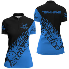 Load image into Gallery viewer, Custom Bowling Shirts For Women, Bowling Team Shirts Bowling Strike | Black And Blue IPHW5167