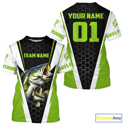 Personalized Bass Fishing Sport Jerseys, Bass Fishing Long Sleeve Tournament Shirts |Green IPHW3743