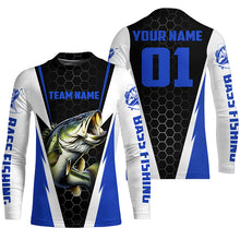 Load image into Gallery viewer, Personalized Bass Fishing Sport Jerseys, Bass Fishing Long Sleeve Tournament Shirts |Blue IPHW3744