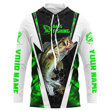 Load image into Gallery viewer, Personalized Bass Fishing Sport Jerseys, Bass Fishing Long Sleeve Tournament Shirts | Green Camo IPHW4403