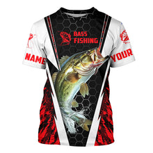 Load image into Gallery viewer, Personalized Bass Fishing Sport Jerseys, Bass Fishing Long Sleeve Tournament Shirts | Red Camo IPHW4405